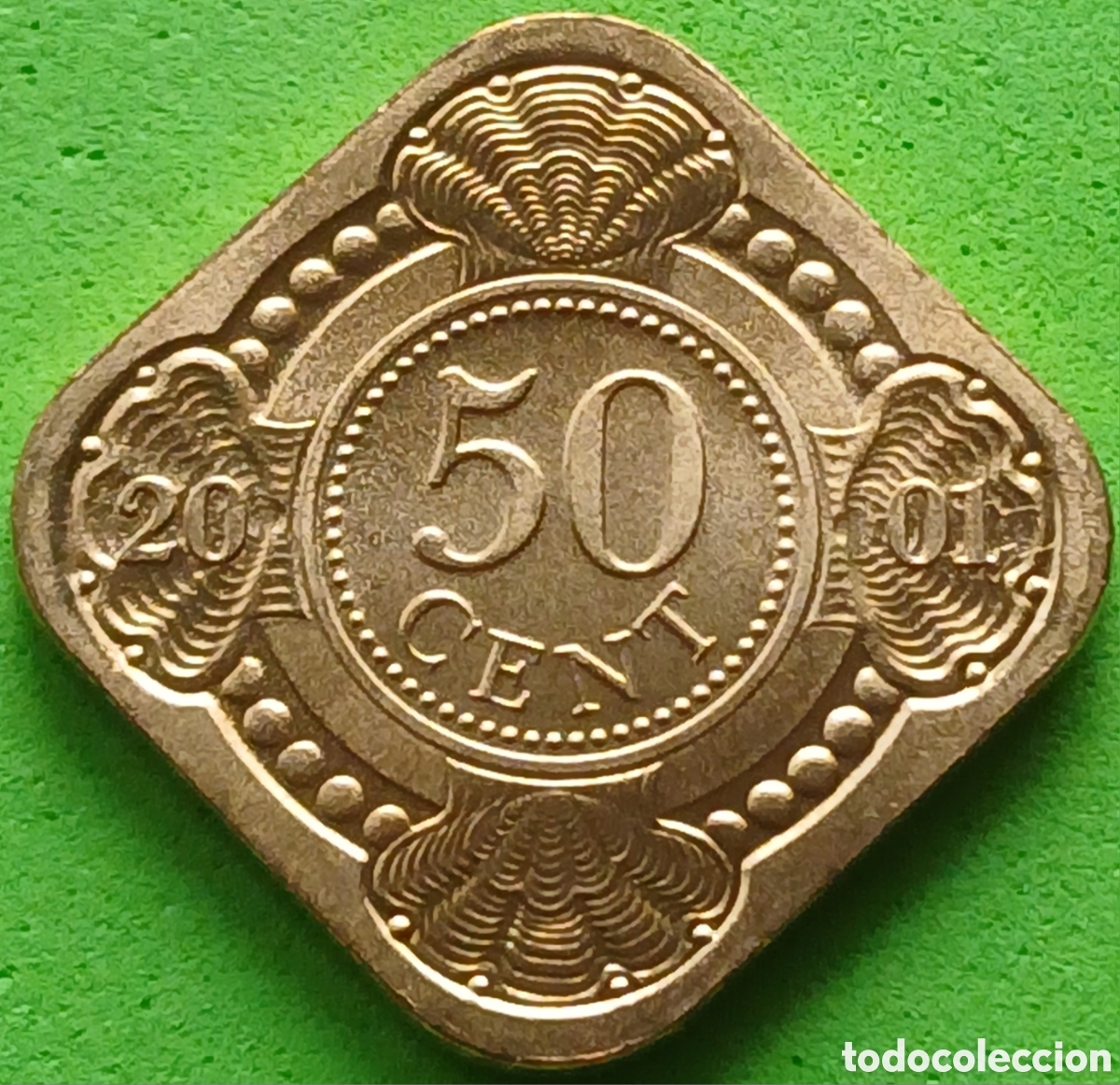 Monedas antiguas de Am&eacute;rica: Antillas Neerlandesas 50 cent 2001 km#36 ESCASA!!