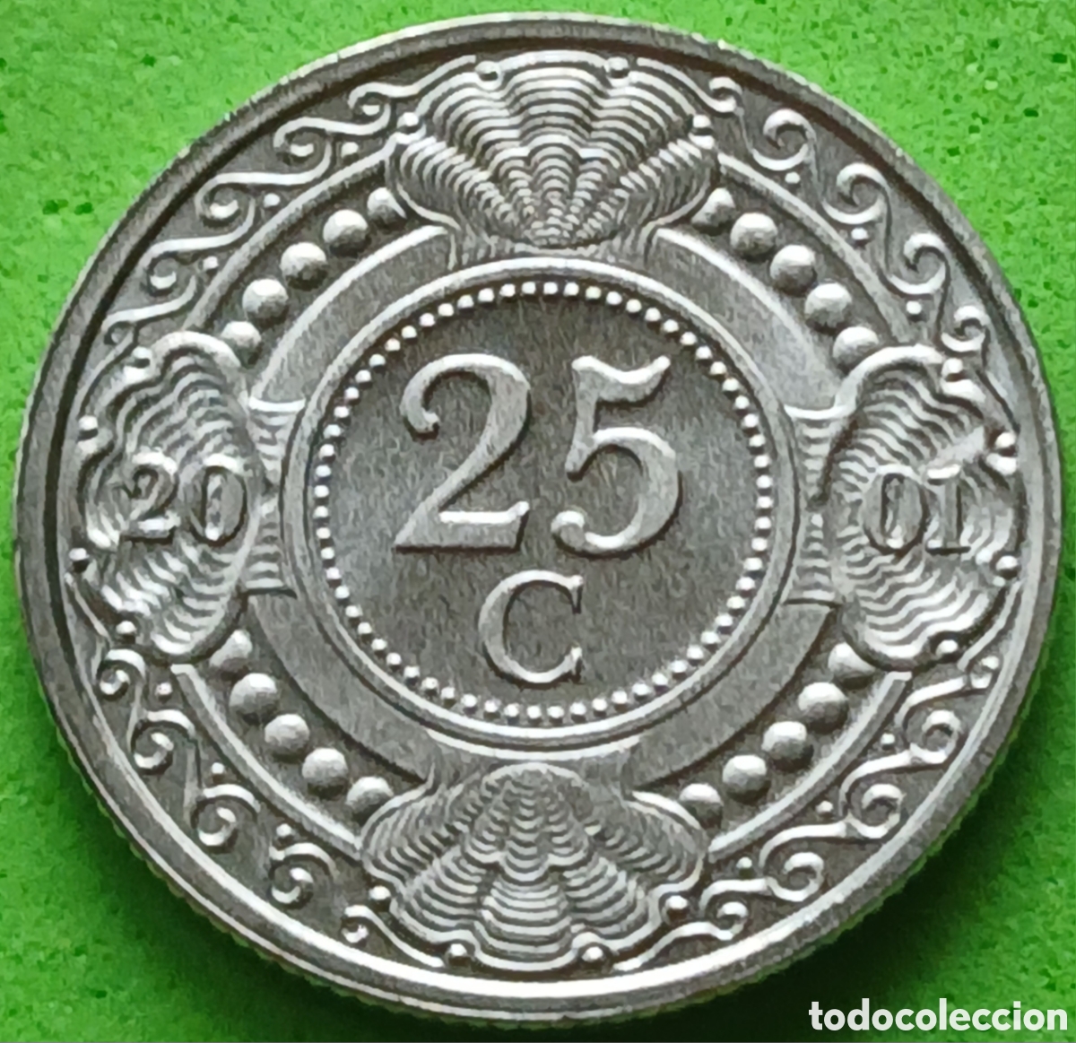 Monedas antiguas de Am&eacute;rica: Antillas Neerlandesas 25 cent 2001 km#35 ESCASA!!