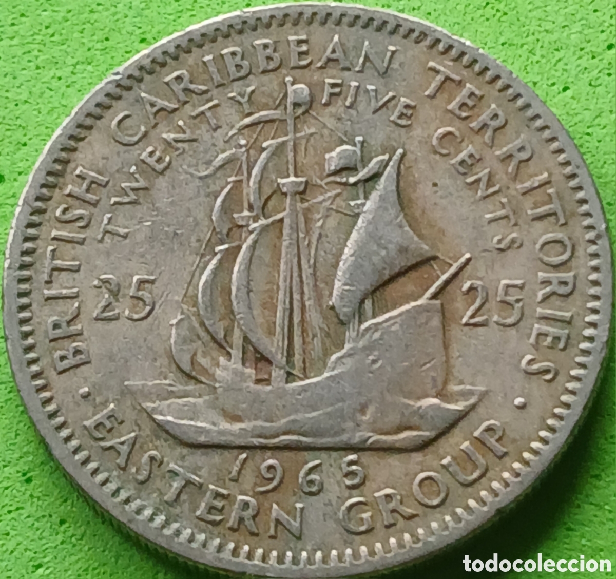 Monedas antiguas de Am&eacute;rica: Estados del Caraibe Oriental 25 cents 1965 km#6