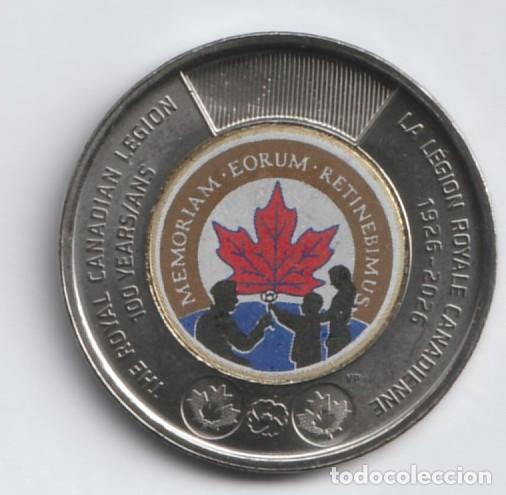 Monedas antiguas de Am&eacute;rica: Canada 2 d&oacute;lares, Legi&oacute;n Real Canadiense 2026 Bimet&aacute;lica, Color