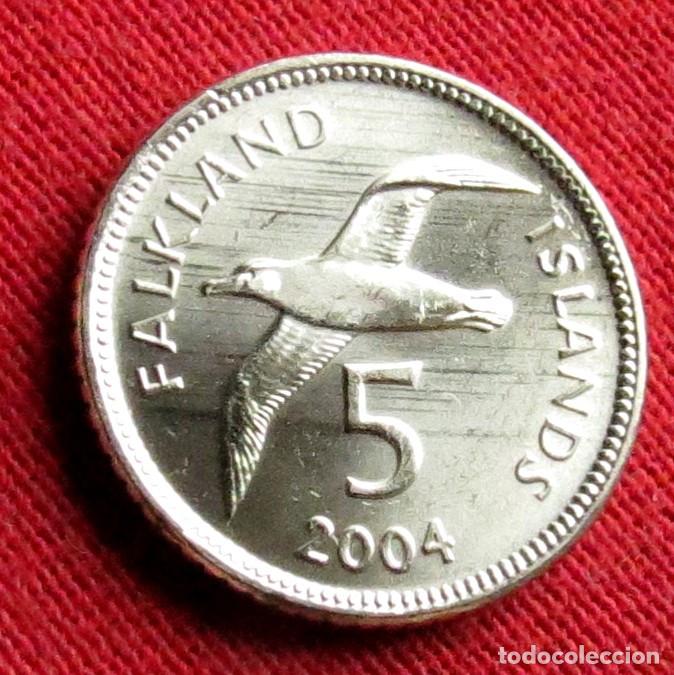 Monedas antiguas de Am&eacute;rica: Falkland Malvinas 5 pence 2004 UNC