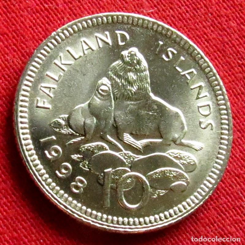 Monedas antiguas de Am&eacute;rica: Falkland Malvinas 10 pence 1998 UNC