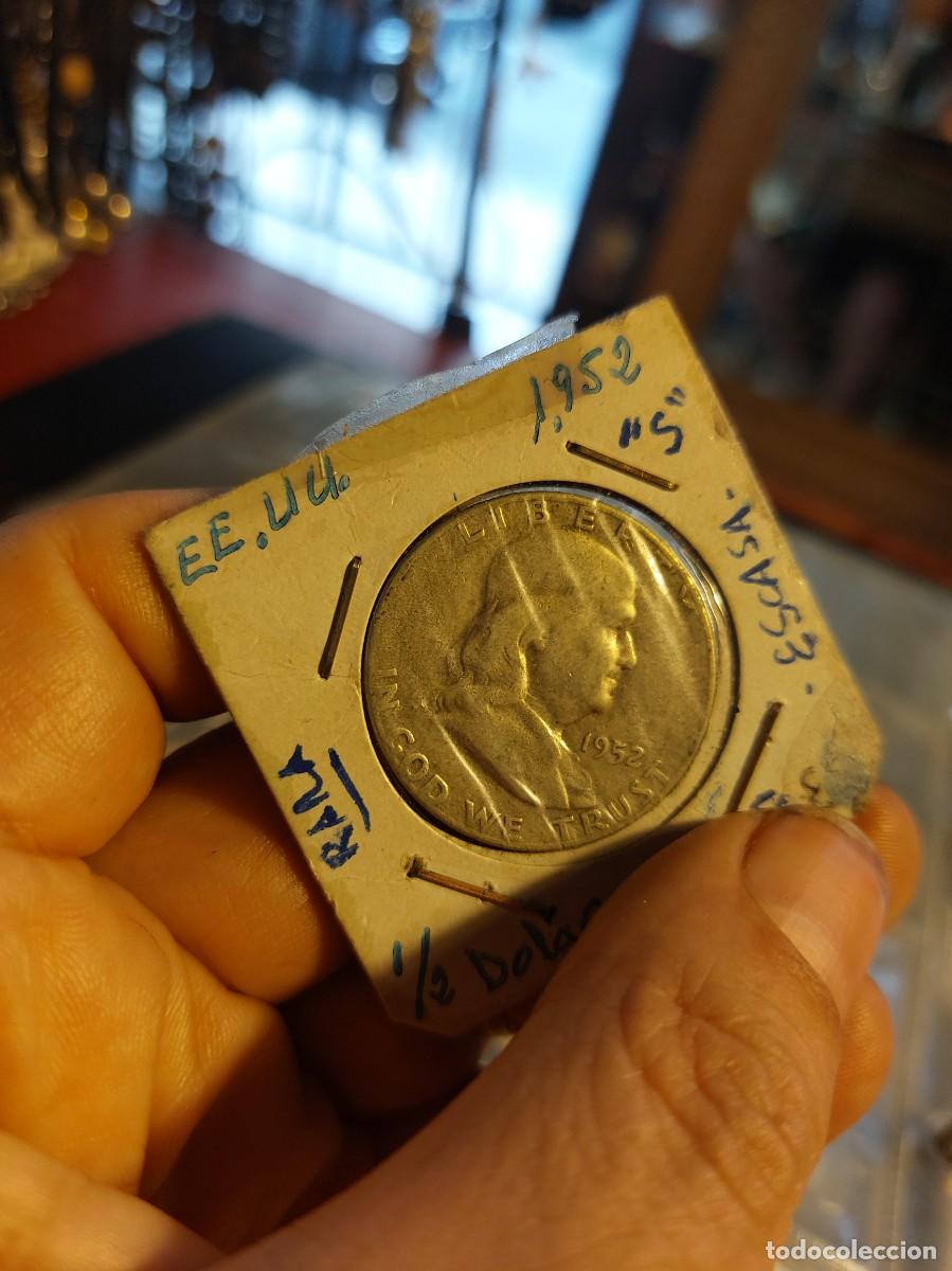 Monedas antiguas de Am&eacute;rica: Moneda plata, medio d&oacute;lar Estados Unidos 1952