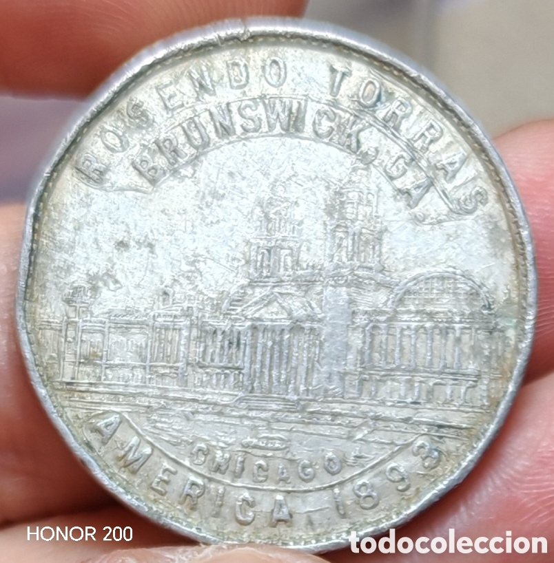 Monedas antiguas de Am&eacute;rica: Jet&oacute;n Token - Exposici&oacute;n Universal Chicago. IV Centenario Descubrimiento - Rosendo Torras. Brunswick