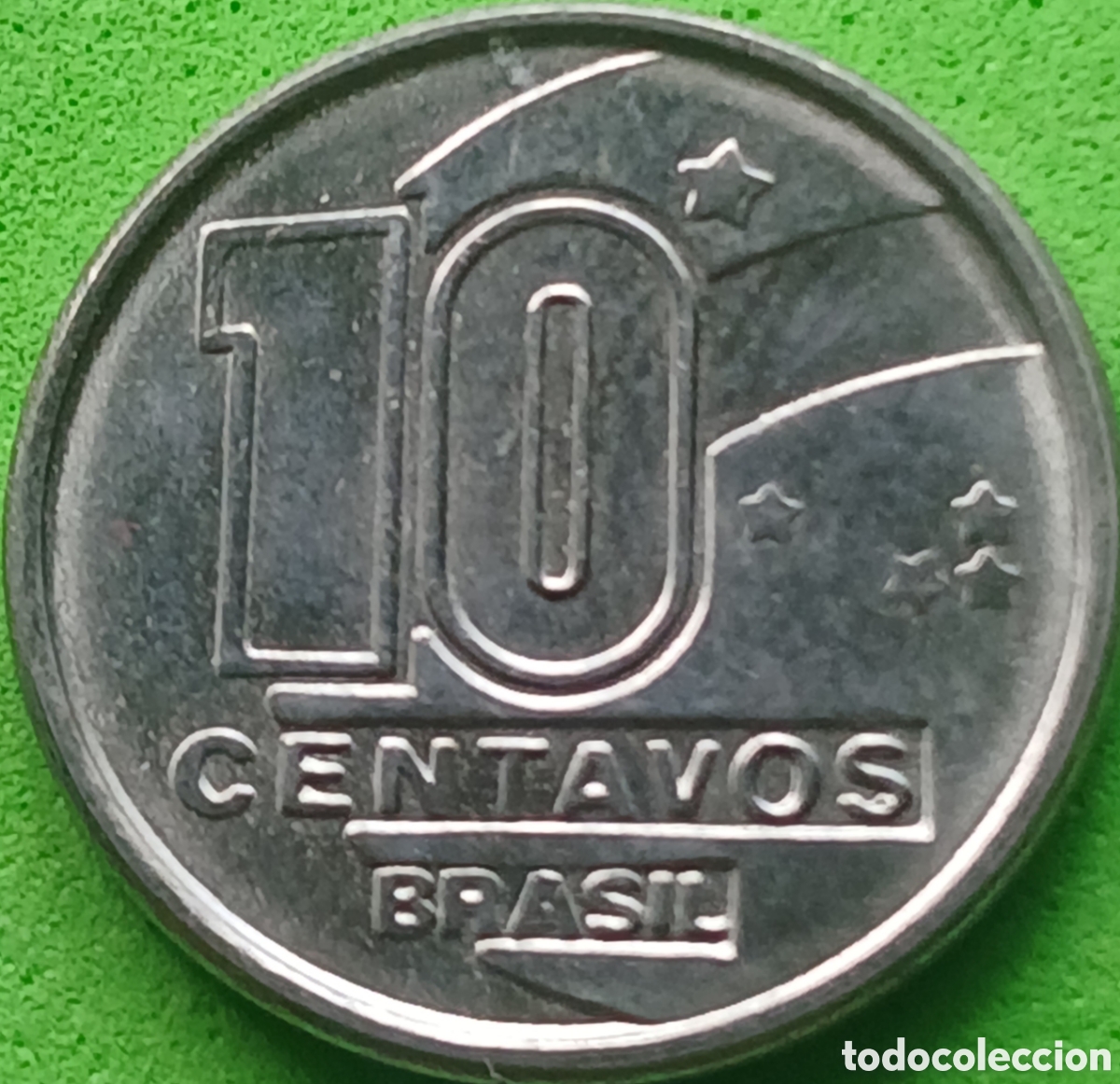 Monedas antiguas de Am&eacute;rica: Brasil 10 centavos 1990 km#613 - Foto 1
