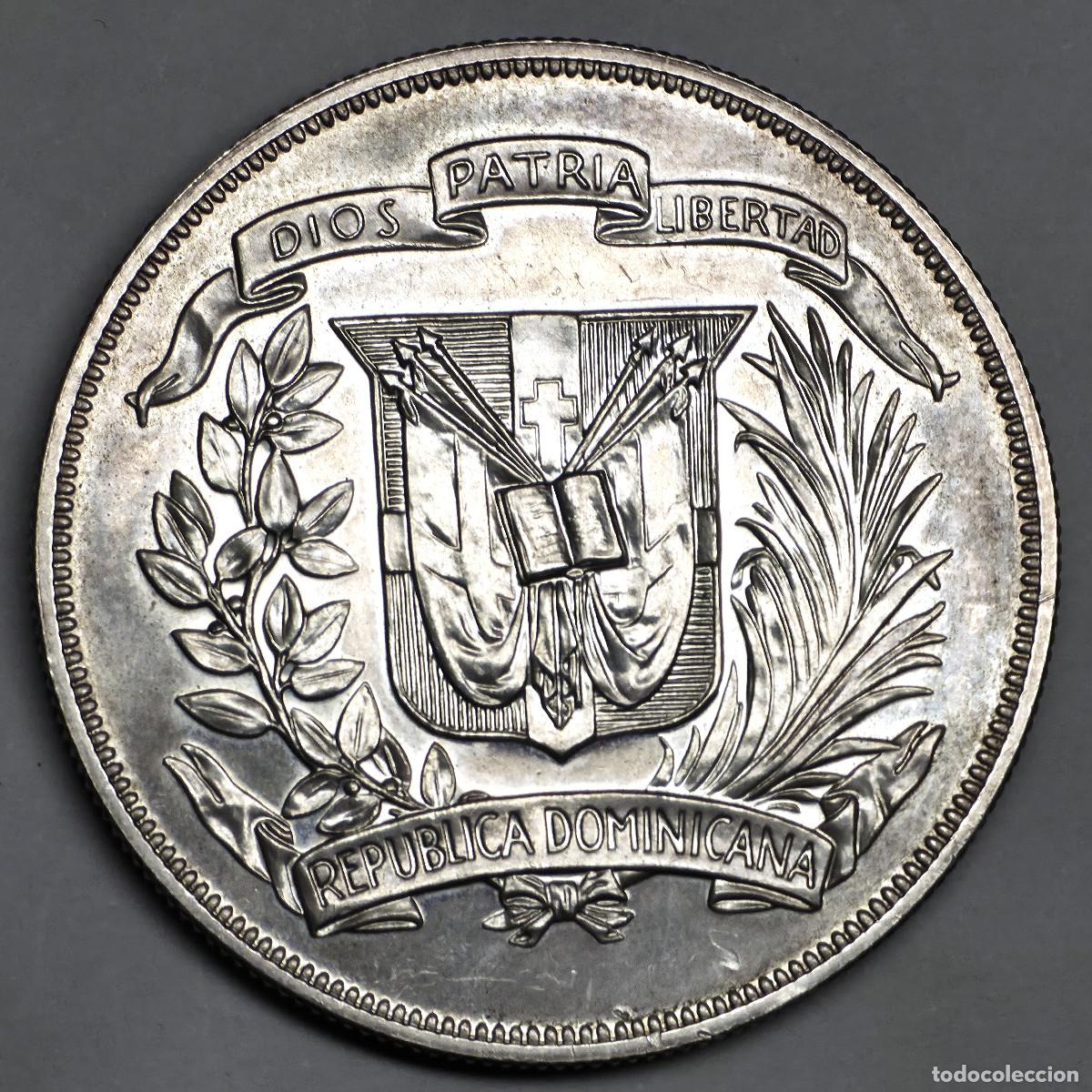 Monedas antiguas de Am&eacute;rica: MONEDA PLATA REPUBLICA DOMINICANA 1 PESO 1974 EBC+