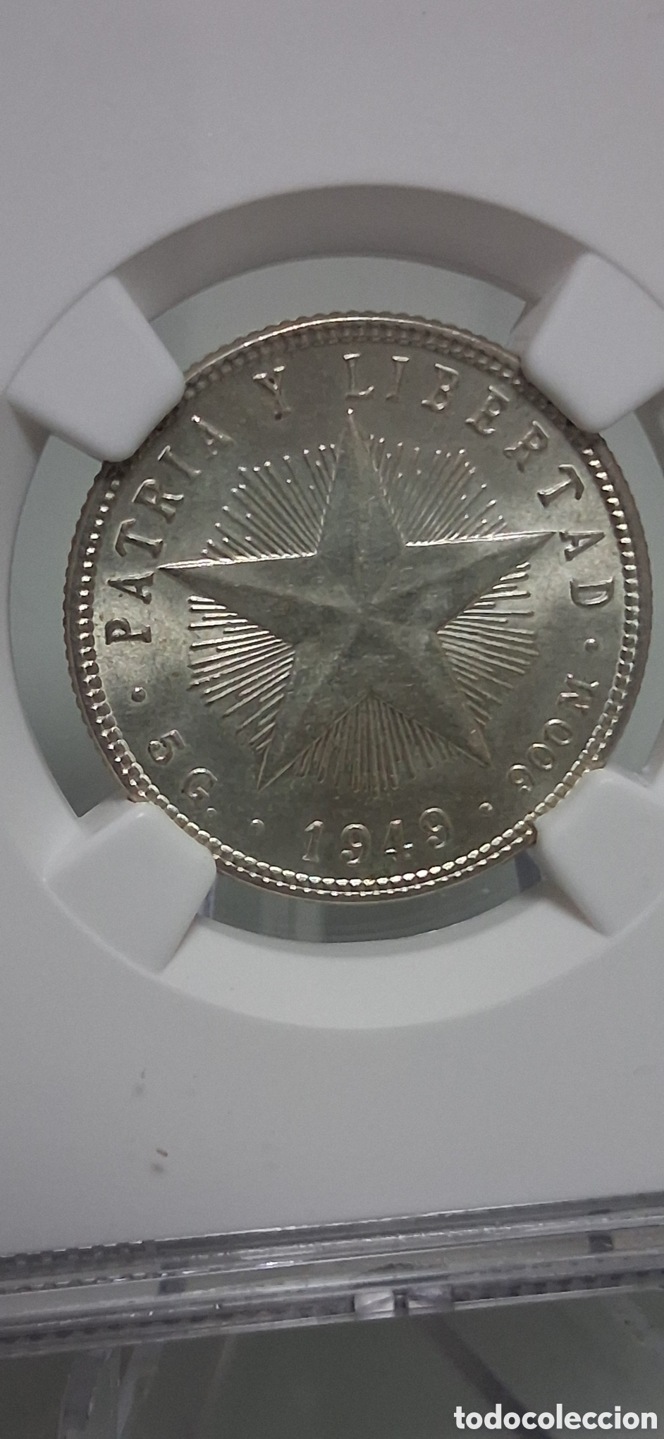 Monedas antiguas de Am&eacute;rica: Moneda Cuba 20 Centavos 1949 MS 64 NGC