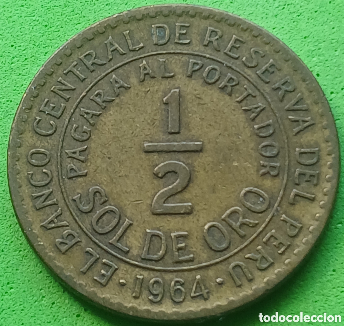 Monedas antiguas de Am&eacute;rica: Per&uacute; &frac12; sol de oro 1964 km#220