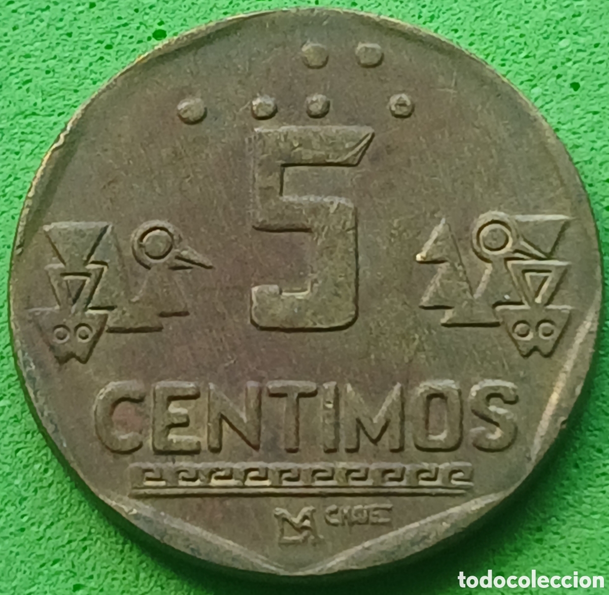 Monedas antiguas de Am&eacute;rica: Per&uacute; 5 c&eacute;ntimos 1992 km#304 - Foto 1