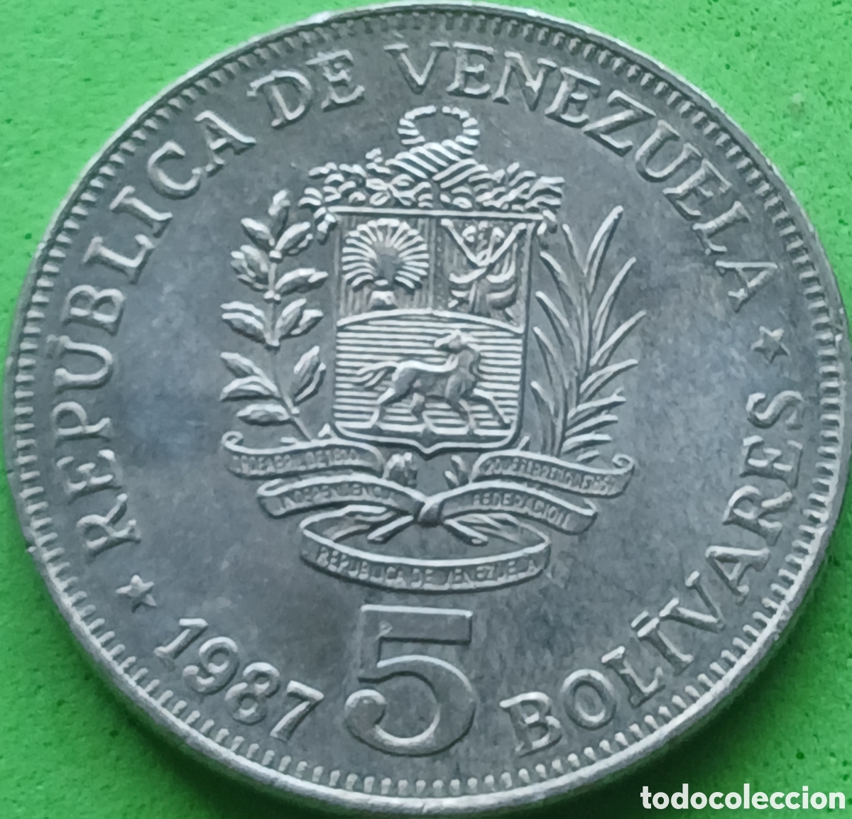 Monedas antiguas de Am&eacute;rica: Venezuela 5 bol&iacute;vares 1987 Y#53