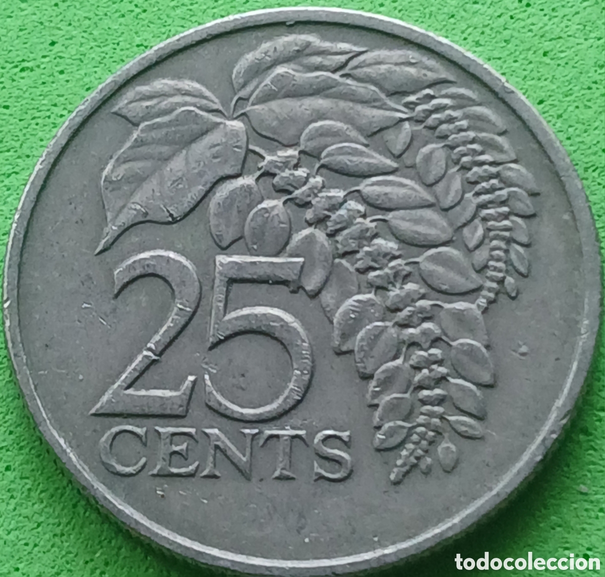 Monedas antiguas de Am&eacute;rica: Trinidad y Tobago 25 cents 1977 km#32 sin marca de ceca