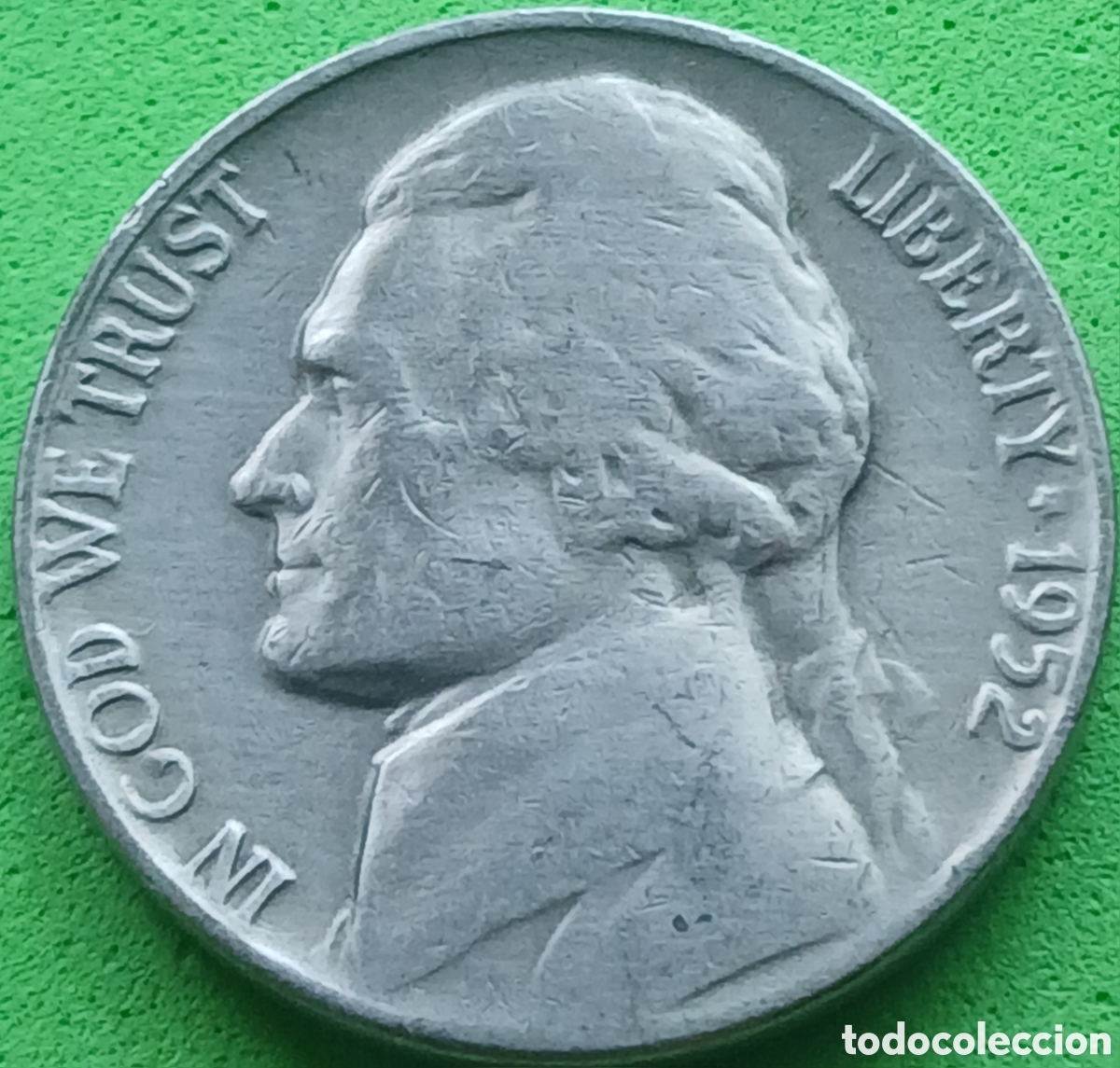 Monedas antiguas de Am&eacute;rica: USA five cents 1952 km#A192 sin marca de ceca