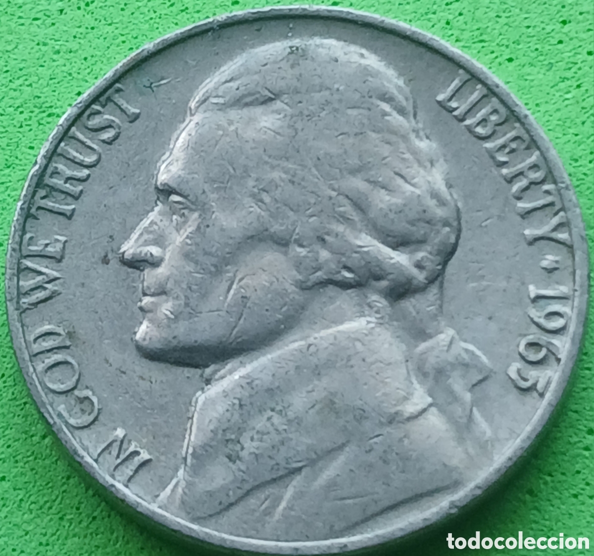 Monedas antiguas de Am&eacute;rica: USA five cents 1963 km#A192 sin marca de ceca