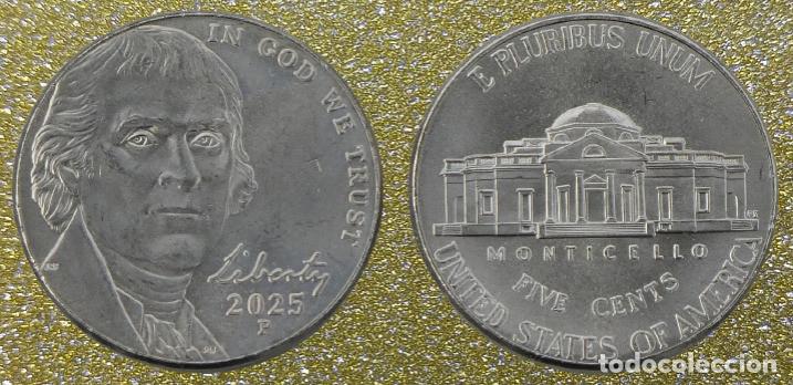Monedas antiguas de Am&eacute;rica: Estados Unidos 5 centavos n&iacute;quel 2025 P