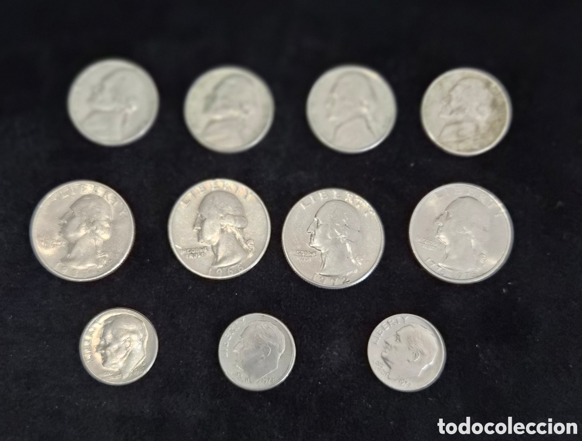Monedas antiguas de Am&eacute;rica: Lote 11 monedas Estados Unidos USA