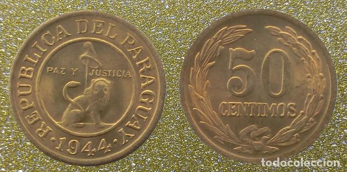 Monedas antiguas de Am&eacute;rica: Paraguay 50 c&eacute;ntimos 1944 - Foto 1