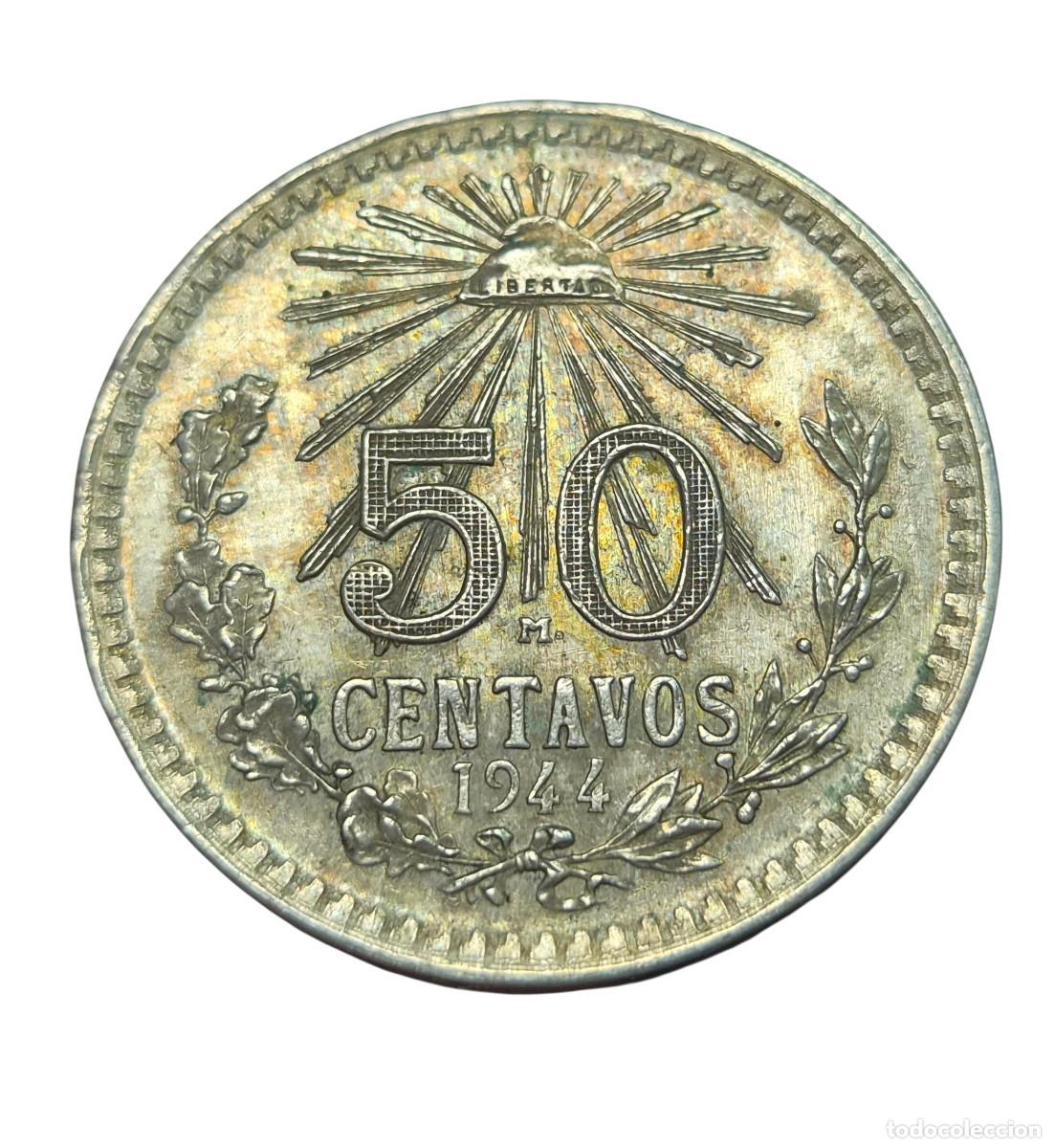 Monedas antiguas de Am&eacute;rica: MEXICO. PLATA. 50 CENTAVOS 1944. - Foto 2