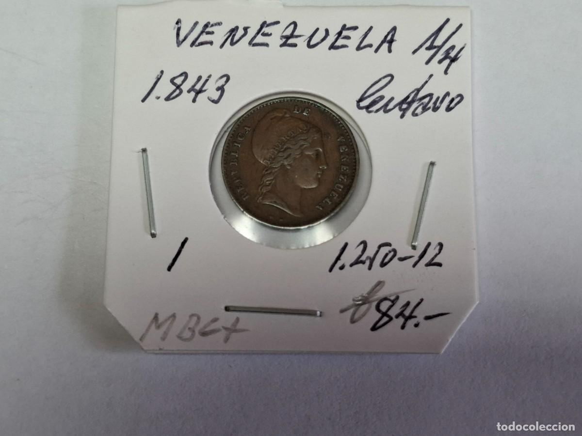 Monedas antiguas de Am&eacute;rica: 1/4 de CENTAVO de 1843 KM 1 VENEZUELA en MBC+