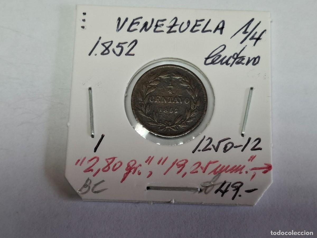 Monedas antiguas de Am&eacute;rica: 1/4 de CENTAVO de 1852 KM 1 VENEZUELA en BC