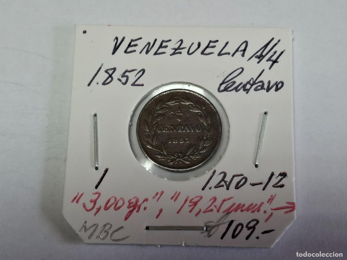 Monedas antiguas de Am&eacute;rica: 1/4 de CENTAVO de 1852 KM 1 VENEZUELA en MBC