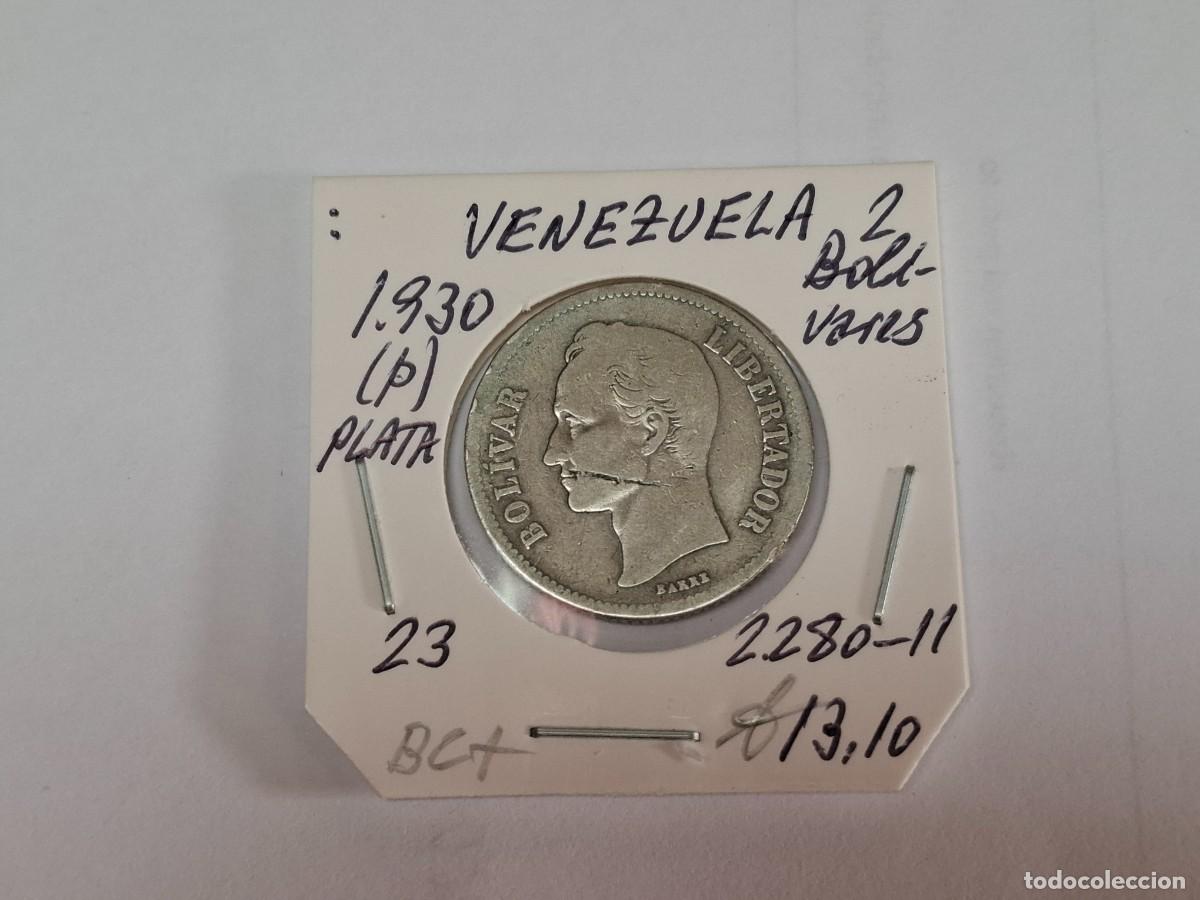 Monedas antiguas de Am&eacute;rica: 2 BOLIVARES de PLATA de 1930 P KM 23 VENEZUELA en BC+