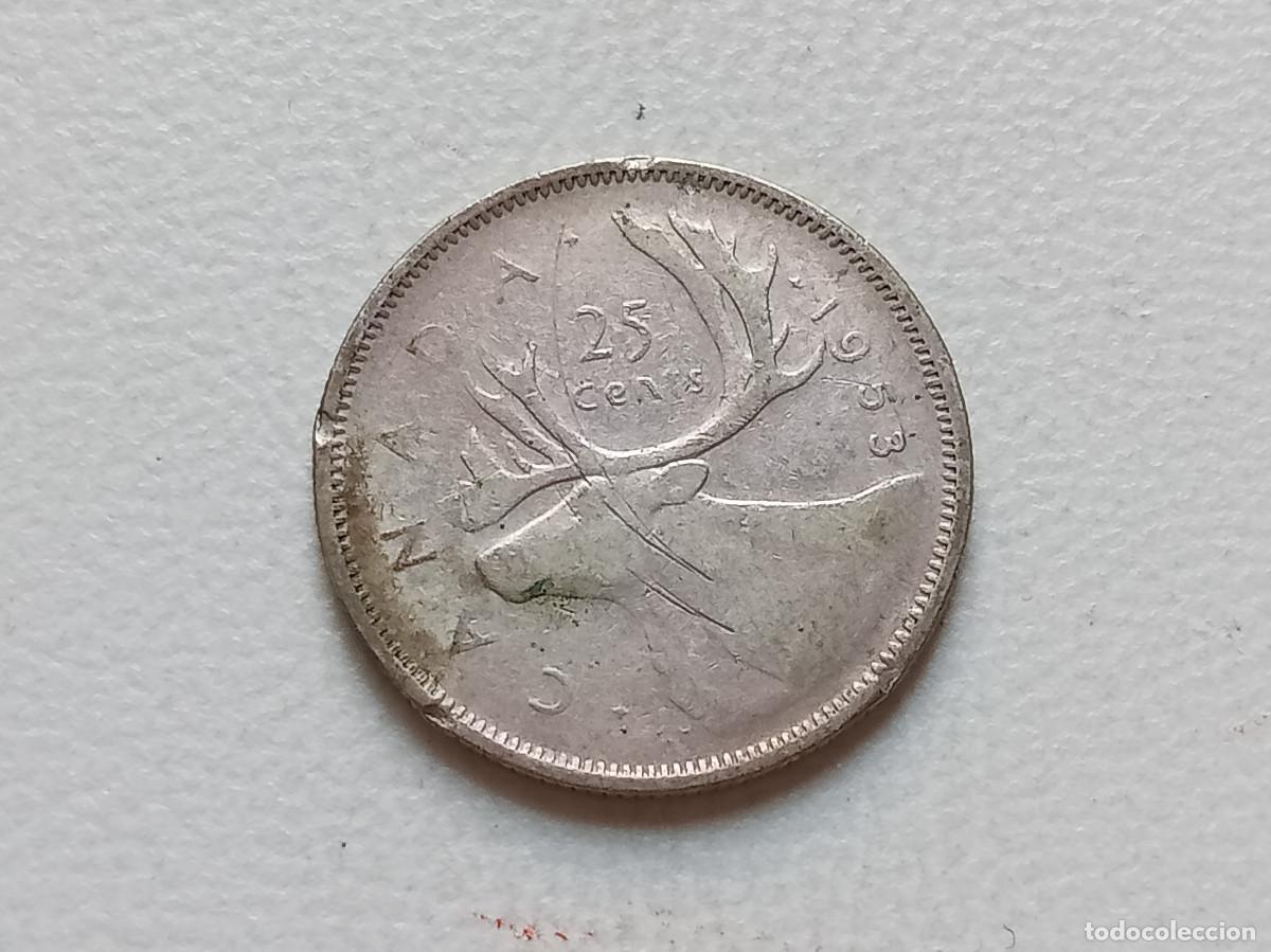 Monedas antiguas de Am&eacute;rica: CANAD&Aacute; 25 CENTS PLATA 1953