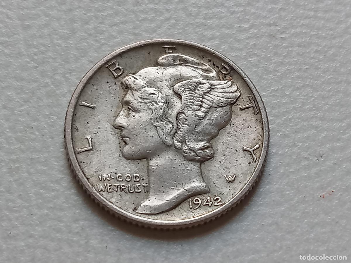 Monedas antiguas de Am&eacute;rica: ESTADOS UNIDOS, DIME PLATA .900 ''MERCURY'' 1942 KM#A140