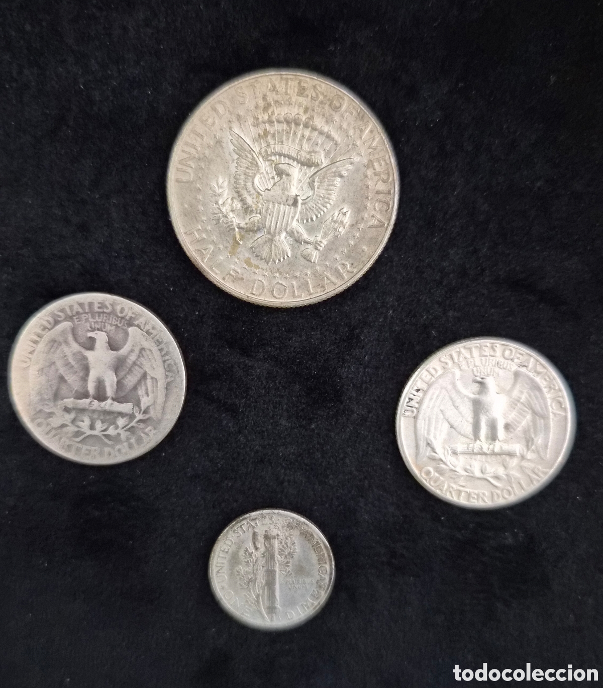 Monedas antiguas de Am&eacute;rica: Lote de 4 monedas de Estados Unidos &ndash; 1943 a 1968
