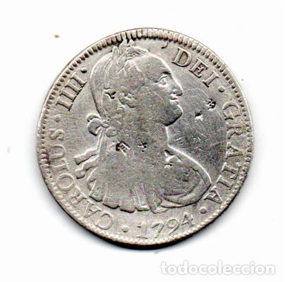 Monedas antiguas de Am&eacute;rica: M&Eacute;XICO 1794, 8 REALES, CARLOS IIII, KM-109, M&Eacute;XICO, AG, 26,63 GR, 896/1000, MBC, 2 FOTOS