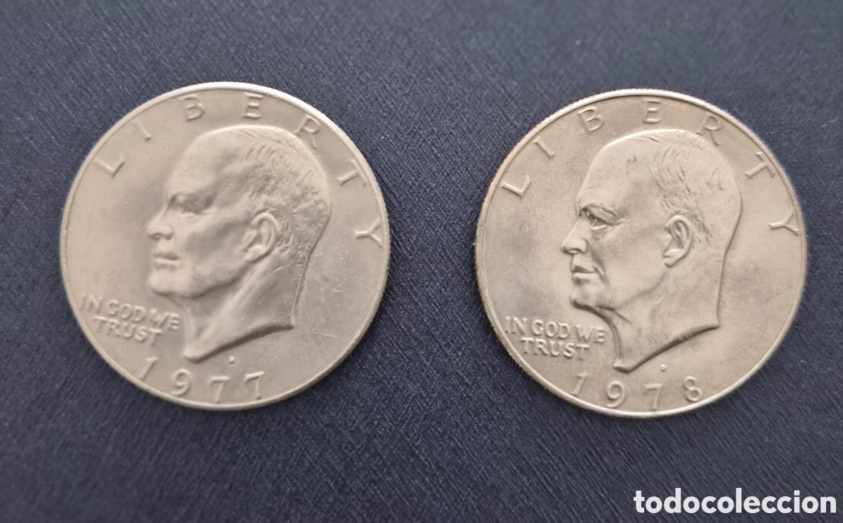 Monedas antiguas de Am&eacute;rica: LOTE 2 MONEDAS DE 1 D&Oacute;LAR EISENHOWER &ndash; ESTADOS UNIDOS &ndash; 1977 Y 1978