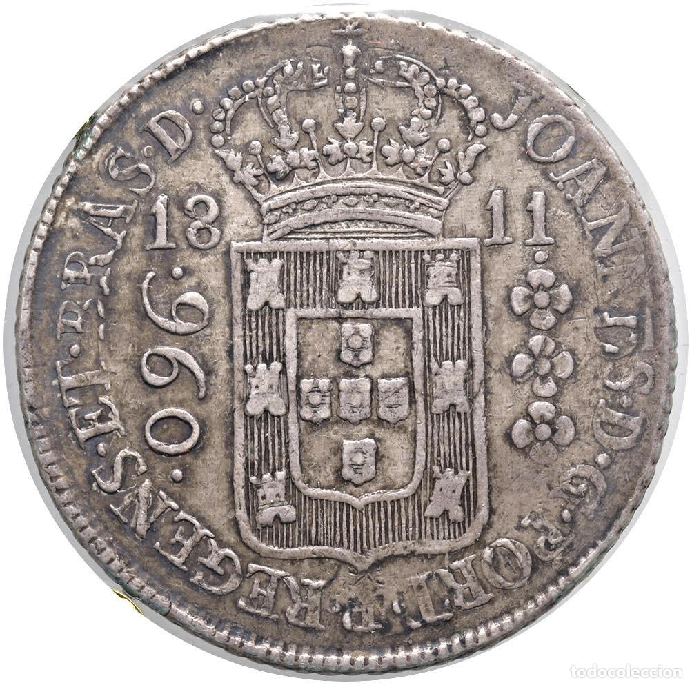 Monedas antiguas de Am&eacute;rica: SC-Brasil. Juan VI. 960 Reis 1816. ACU&Ntilde;ADA SOBRE 8 REALES ESPA&Ntilde;OL. Plata 26,6 g.