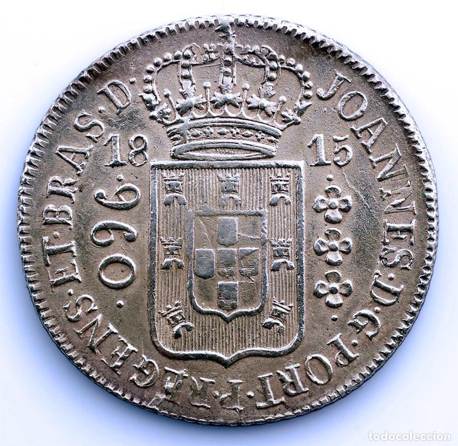 Monedas antiguas de Am&eacute;rica: SC-Brasil.Juan VI. 960 Reis 1815. ACU&Ntilde;ADA SOBRE 8 REALES ESPA&Ntilde;OL. EBC/XF. Plata 26,8 g.