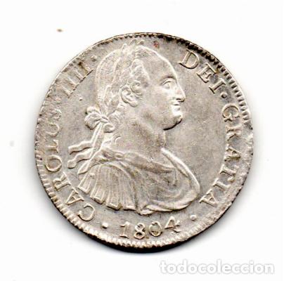 Monedas antiguas de Am&eacute;rica: M&Eacute;XICO 1804, 8 REALES, CARLOS IIII, KM-109, M&Eacute;XICO, AG, 27,00 GR, 896/1000,MBC, 2 FOTOS