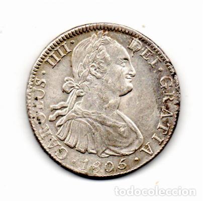 Monedas antiguas de Am&eacute;rica: M&Eacute;XICO 1805, 8 REALES, CARLOS IIII, KM-109, M&Eacute;XICO, AG, 26,91 GR, 896/1000, MBC, 2 FOTOS