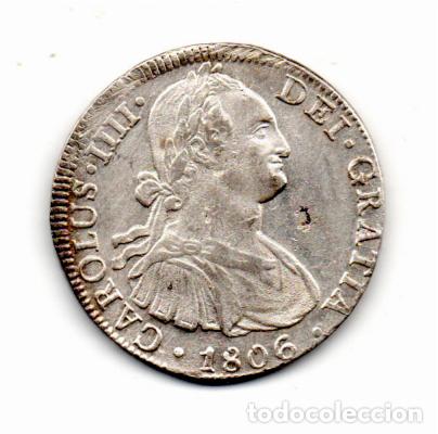 Monedas antiguas de Am&eacute;rica: M&Eacute;XICO 1806, 8 REALES, CARLOS IIII, KM-109, M&Eacute;XICO, AG, 26,91 GR, 896/1000, MBC, 2 FOTOS