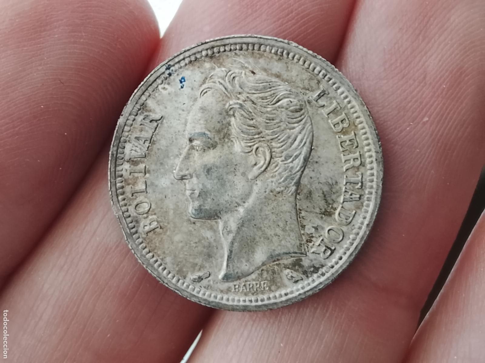 Monedas antiguas de Am&eacute;rica: Un bol&iacute;var de 1965. Plata 835. Rep&uacute;blica de Venezuela
