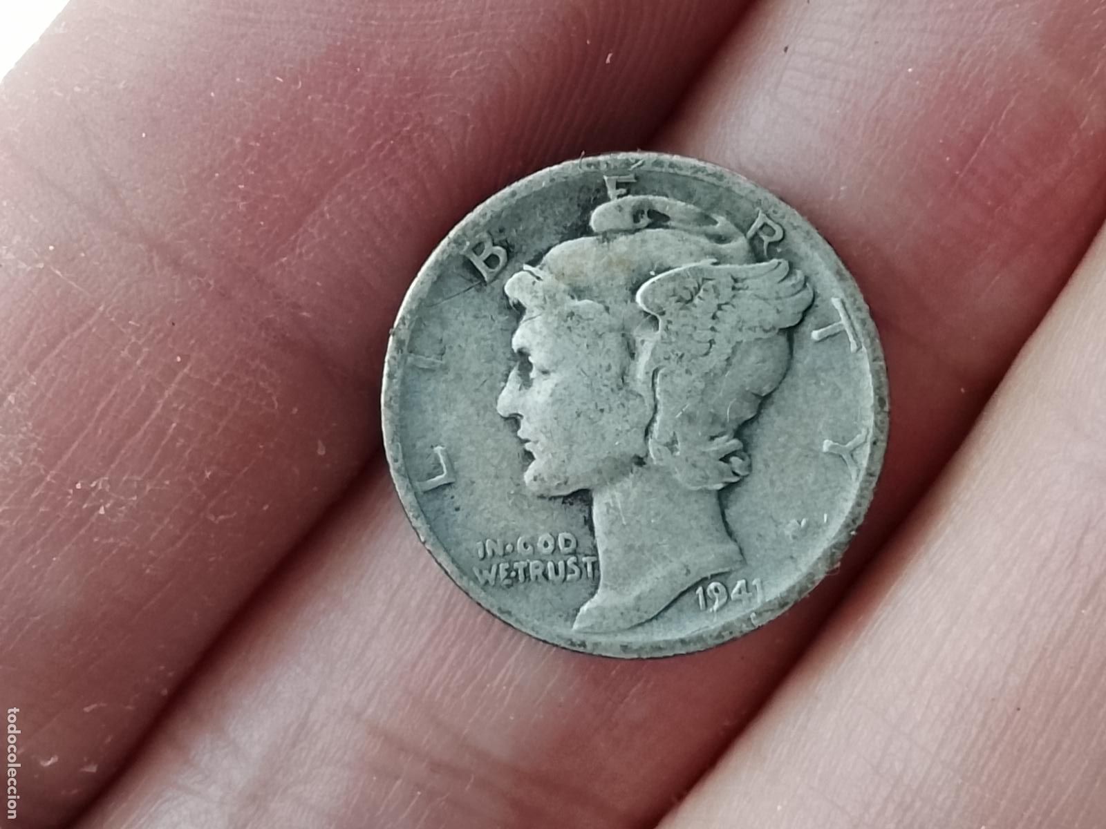Monedas antiguas de Am&eacute;rica: Estados Unidos. 1 dime de plata de 1941