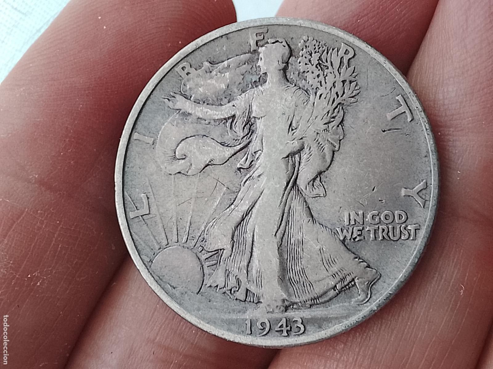 Monedas antiguas de Am&eacute;rica: Estados Unidos. Half Dollar de plata de 1943