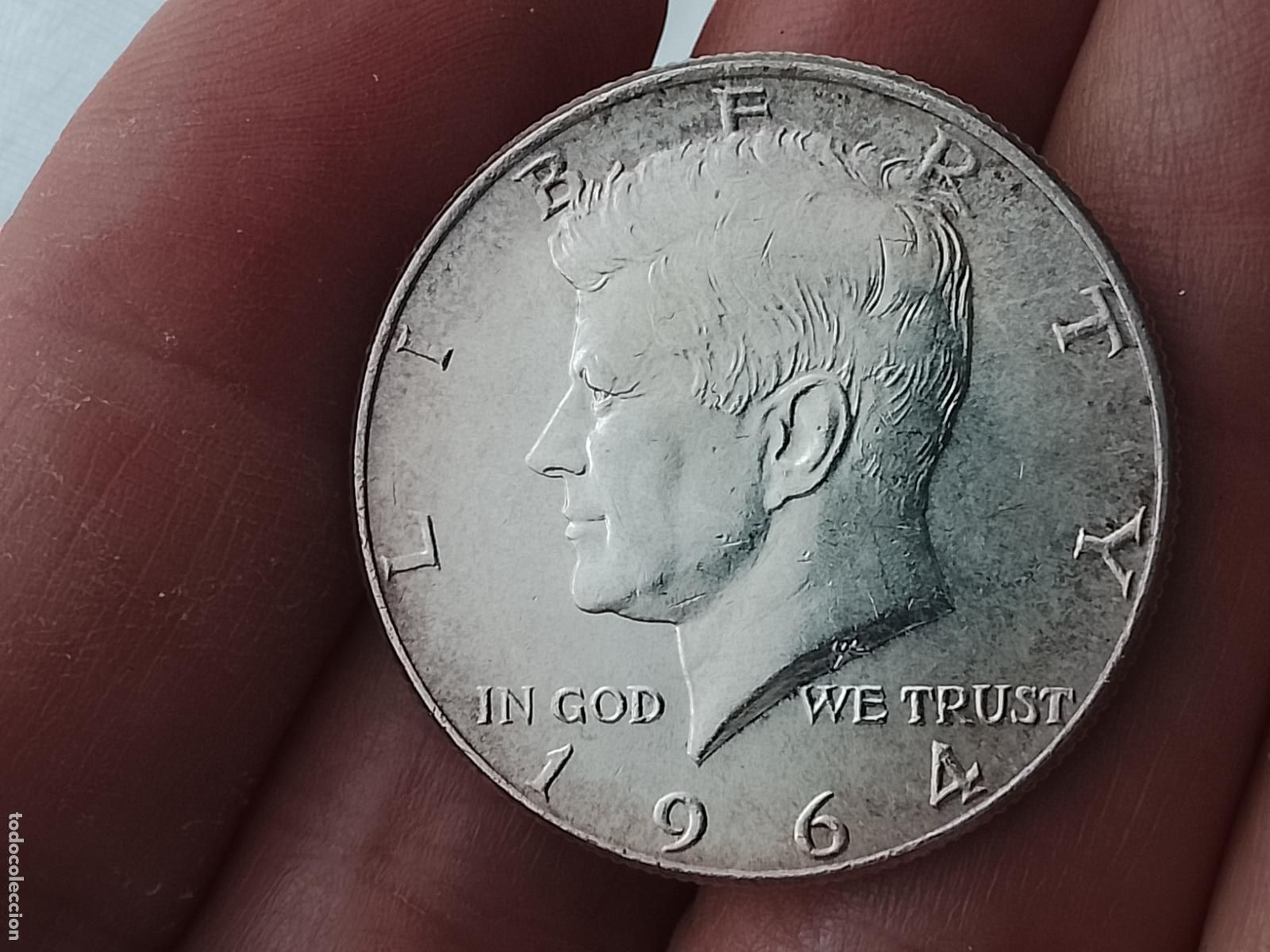 Monedas antiguas de Am&eacute;rica: Estados Unidos. Half Dollar de plata de 1964 EBC
