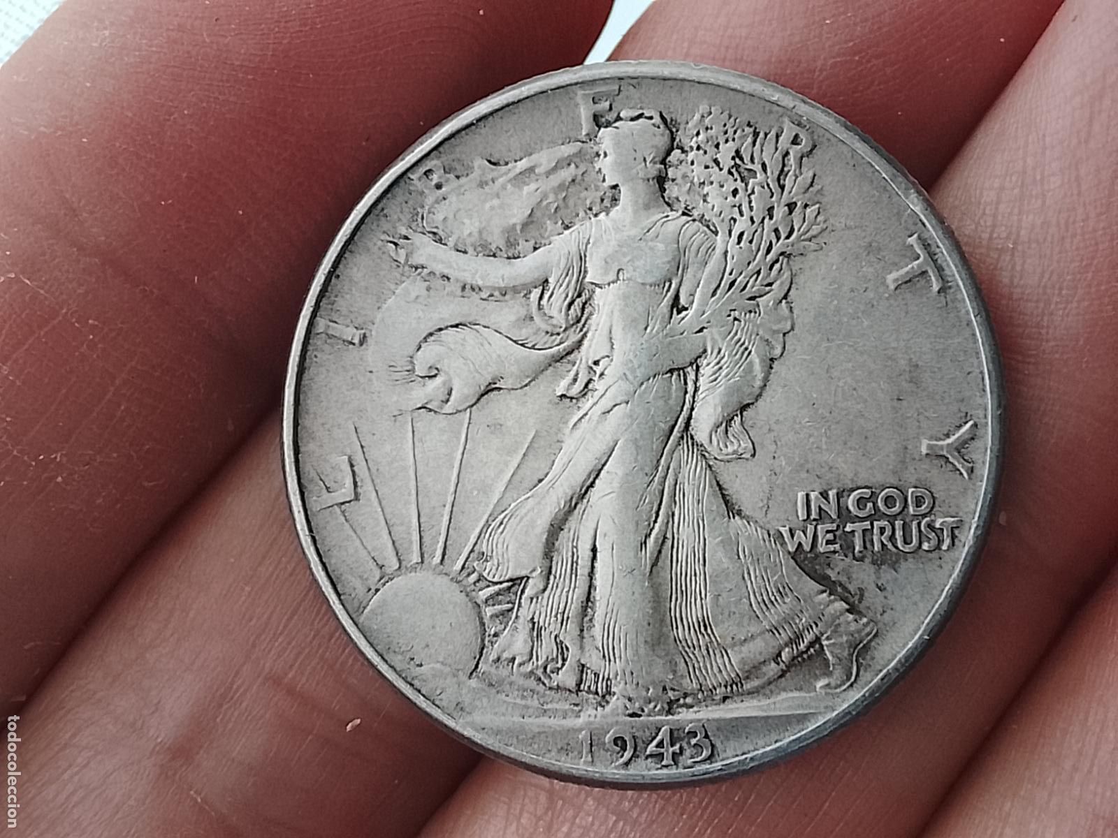 Monedas antiguas de Am&eacute;rica: Estados Unidos. Half Dollar de plata de 1943