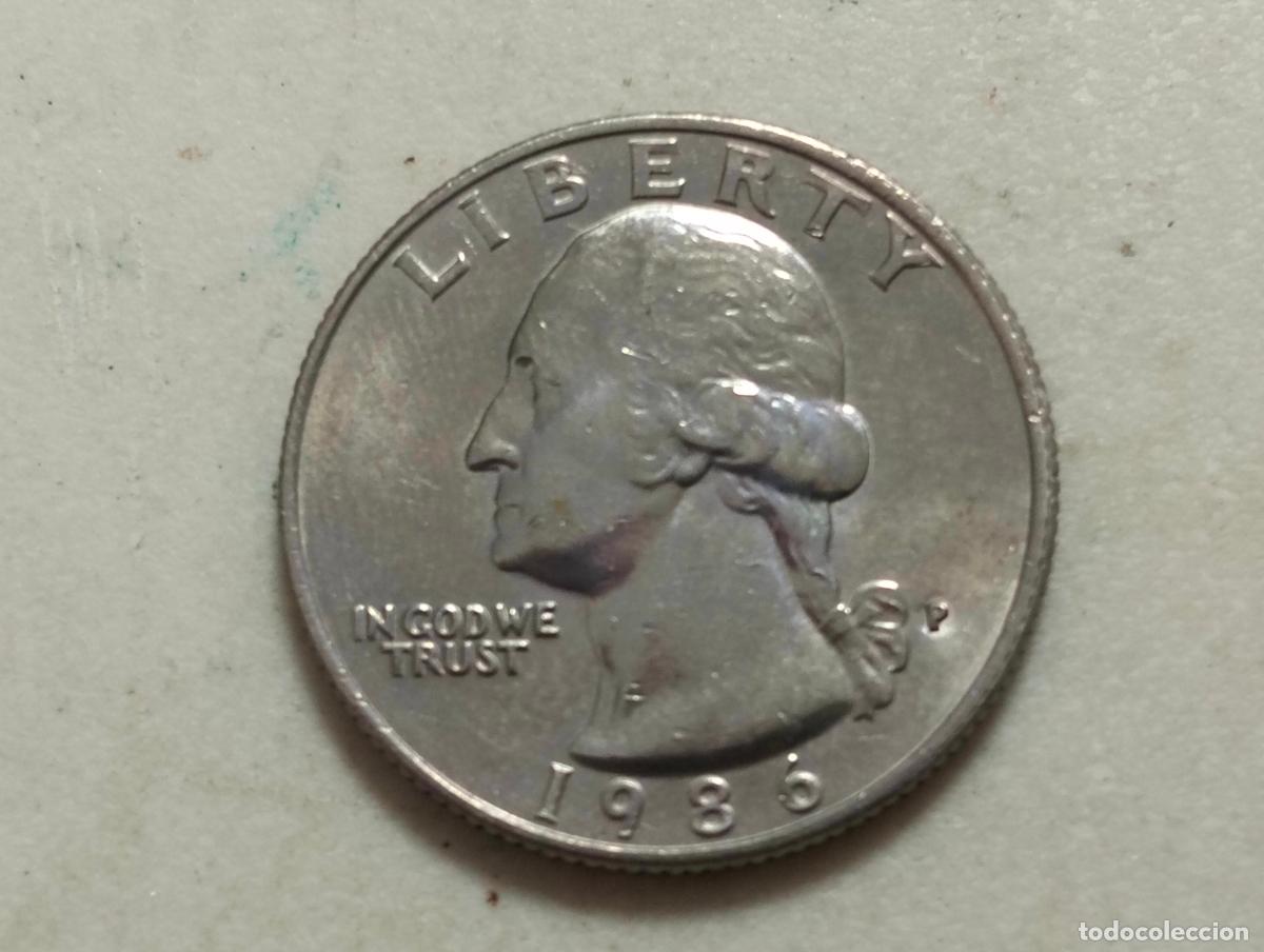 Monedas antiguas de Am&eacute;rica: MONEDA QUARTER DOLLAR, LIBERTY 1986, UNITED STATES OF AMERICA