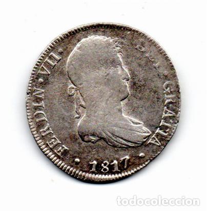 Monedas antiguas de Am&eacute;rica: PER&Uacute; 1817, 8 REALES, FERNANDO VII, KM-117.1, AG, 26,55 GR, 896/1000, BC; 2 FOTOS