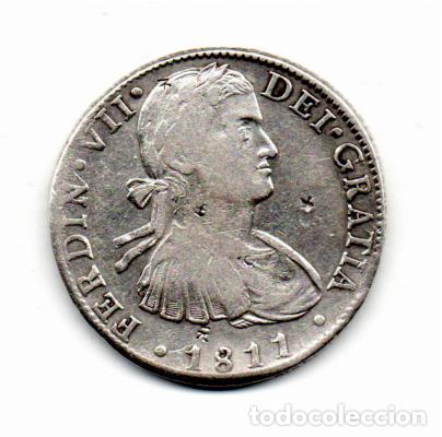 Monedas antiguas de Am&eacute;rica: M&Eacute;XICO 1811, 8 REALES, FERNANDO VII, KM-110, AG, 26,81 GR, 896/1000, MBC; 2 FOTOS