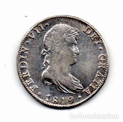 Monedas antiguas de Am&eacute;rica: M&Eacute;XICO 1819, 8 REALES, FERNANDO VII, KM-111, AG, 27,00 GR, 902/1000, BC,2 FOTOS