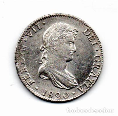 Monedas antiguas de Am&eacute;rica: M&Eacute;XICO 1820, 8 REALES, FERNANDO VII, KM-111, AG, 26,87 GR, 902/1000, MBC, 2 FOTOS