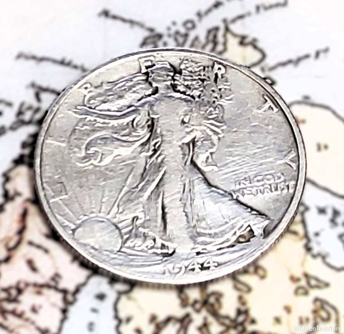 Monedas antiguas de Am&eacute;rica: MEDIO D&Oacute;LAR DE PLATA DE ESTADOS UNIDOS DE 1944.EXTRAORDINARIO ESTADO.