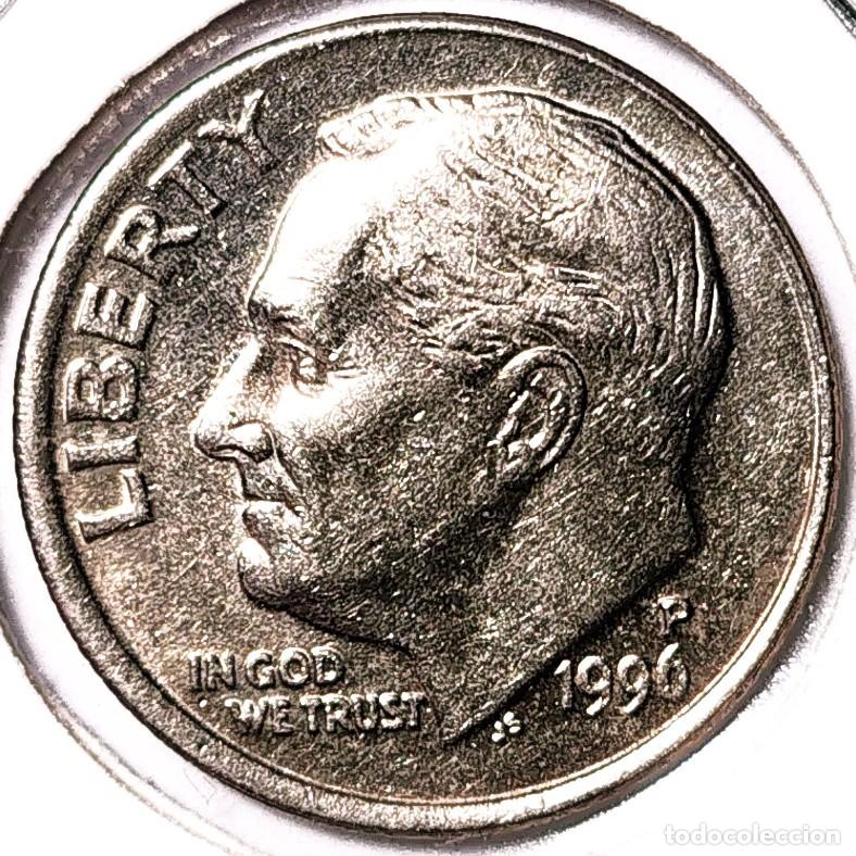 Monedas antiguas de Am&eacute;rica: ESTADOS UNIDOS (1981-) - 10 CENTAVOS 1996 P - ROOSEVELT - ANTORCHA-ROBLE-OLIVO - A - 2,21 GR. COBRE