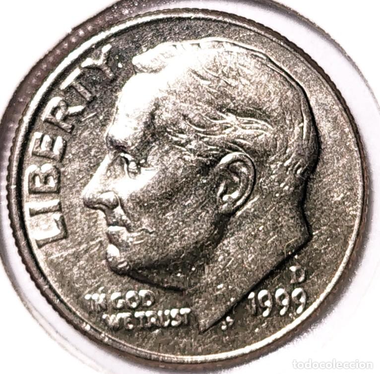 Monedas antiguas de Am&eacute;rica: ESTADOS UNIDOS (1981-) - 10 CENTAVOS 1999 D - ROOSEVELT - ANTORCHA-ROBLE-OLIVO - A - 2,21 GR. COBRE