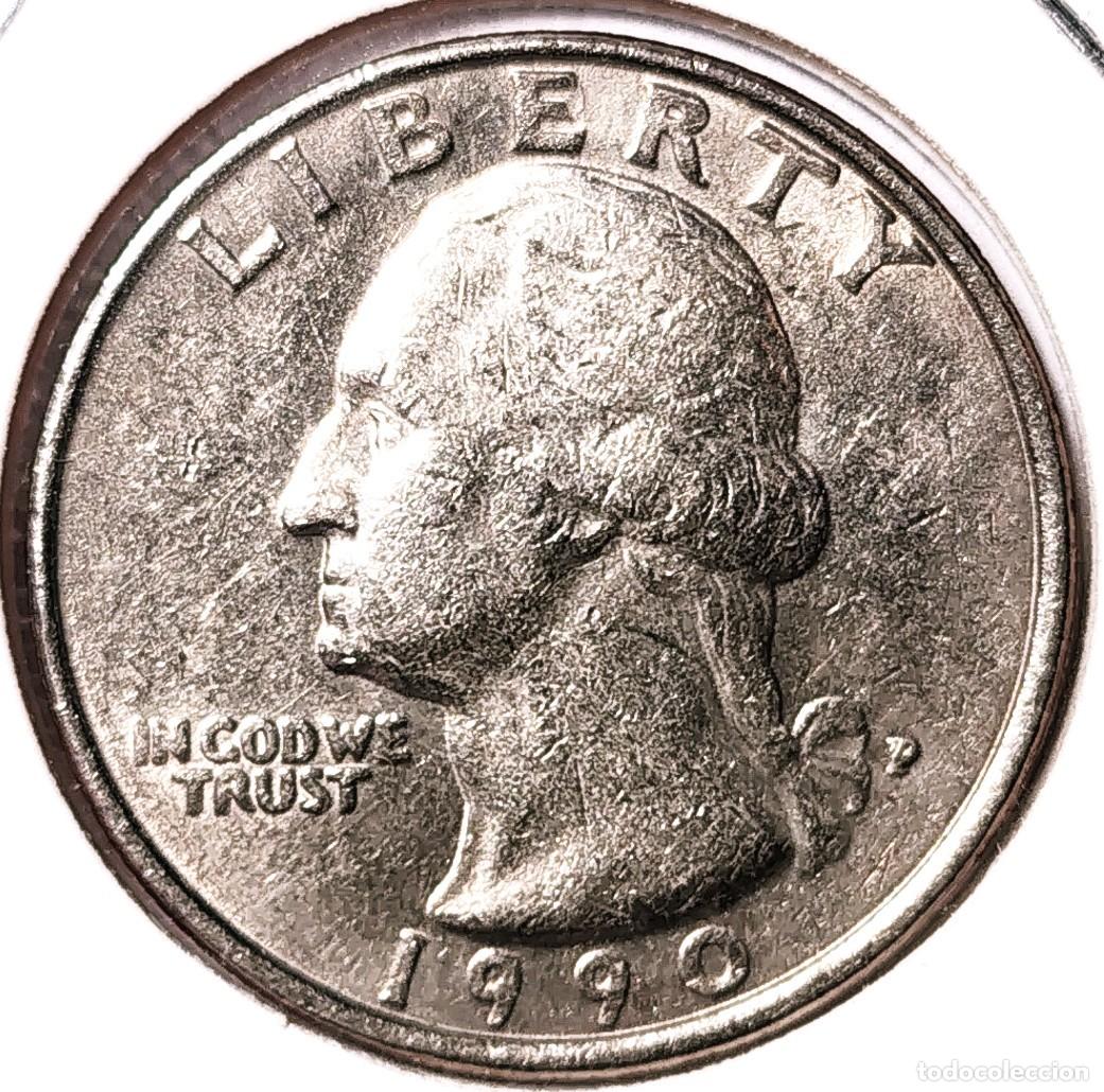 Monedas antiguas de Am&eacute;rica: ESTADOS UNIDOS (1981-) - 25 CENTAVOS 1990 P - G. WASHINGTON - A - 5,67 GR. COBRE NIQUELADO