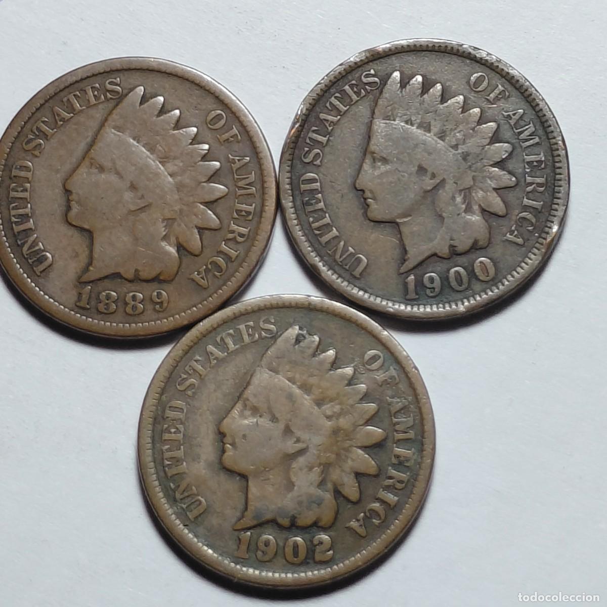 Monedas antiguas de Am&eacute;rica: USA - ESTADOS UNIDOS - 1 CENT cabeza de Indio x 3 diferentes a&ntilde;os